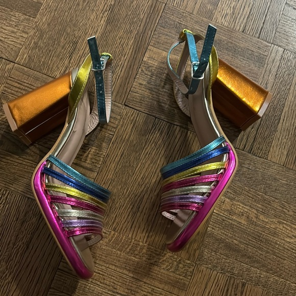 Shoes - Italian rainbow metallic chunky heel